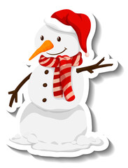 Winter snowman cartoon sticker