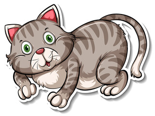 A sticker template of cat cartoon character