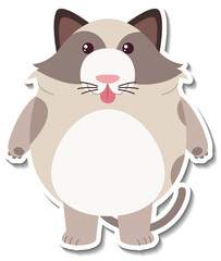 Chubby cat animal cartoon sticker