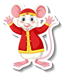 White rat in chinese costume cartoon character