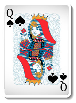 Queen of Spades Playing Card Isolated
