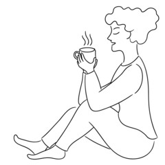 Woman with a cup of hot beverage