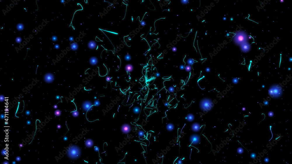 Poster abstract creative space background. chaotic movement of particles