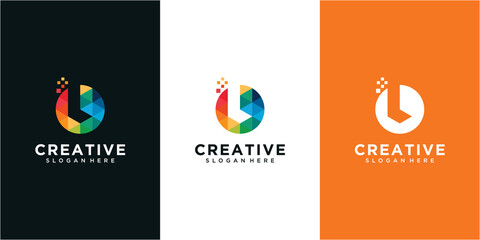 Creative initials letter L colorful polygonal logo and vector icon