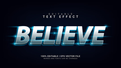 believe editable text effect vector