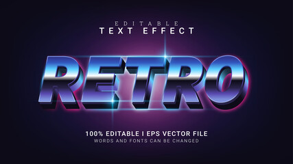 retro editable text effect vector