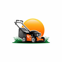 lawn care - lawn mower isolated vector - obrazy, fototapety, plakaty