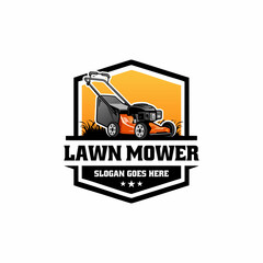lawn care - lawn mower isolated logo vector