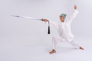 Wushu training in studio session
