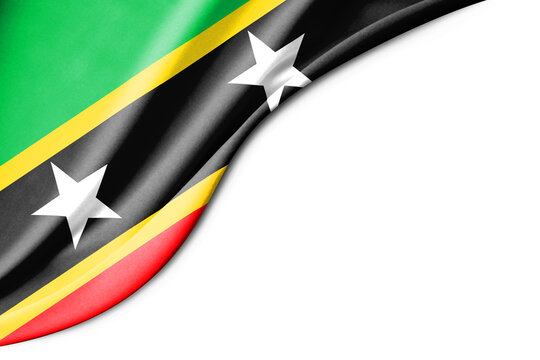 Saint Kitts and Nevis flag. 3d illustration. with white background space for text.