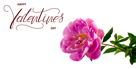 Happy Valentine's day! Card, online banner, greeting card, Flat lay on Valentine's Day