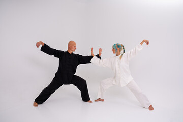 Wushu training in studio session