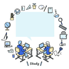 勉強する生徒のフレーム