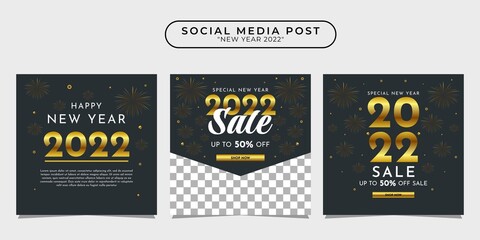 2022 happy new year social media post design template collection for banner, poster, advertising, etc.