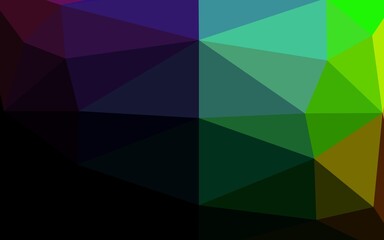 Dark Multicolor, Rainbow vector shining triangular background.