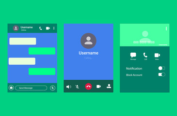 Vector illustration social media template on green background. WhatsApp template.