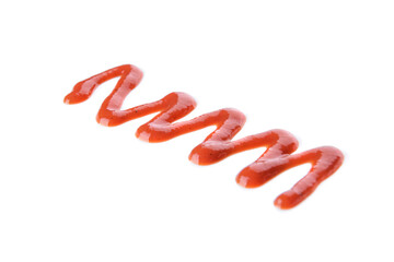 Sample of organic tomato sauce on white background