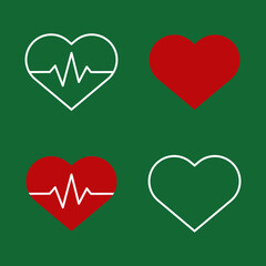 Heart icons set, medical heartbeat icon set    