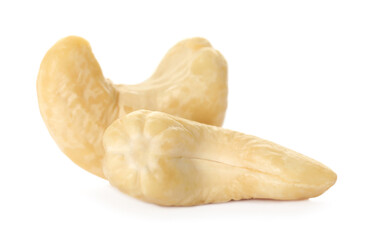 Tasty organic cashew nuts isolated on white