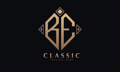 Alphabet BE or EB diamond illustration monogram vector logo template