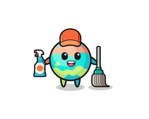 cute bath bombs character as cleaning services mascot