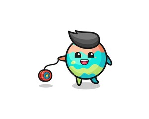 cartoon of cute bath bombs playing a yoyo