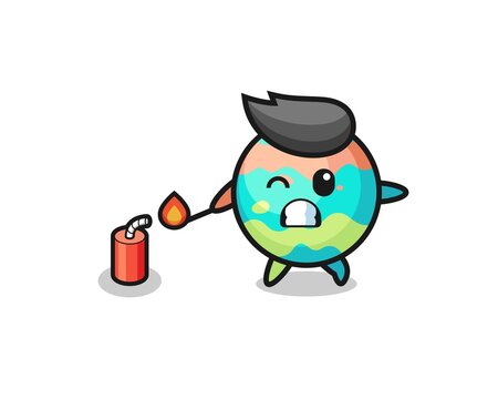 Bath Bombs Mascot Illustration Playing Firecracker