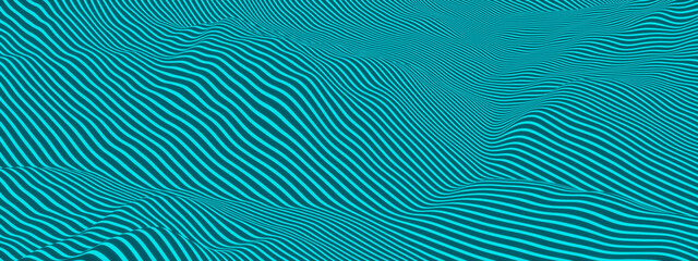 3D illustration. Blue topographic lines. Abstract mountain.