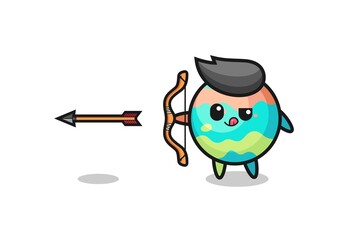 illustration of bath bombs character doing archery