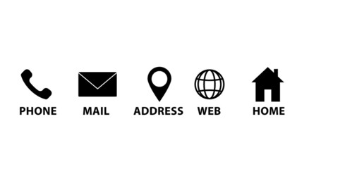 collection of business icons. name, location, website, address, phone, mail, place.