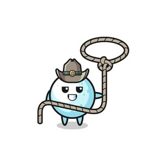 the snow ball cowboy with lasso rope
