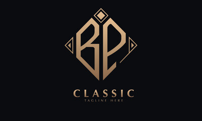 Alphabet BP or PB diamond illustration monogram vector logo template