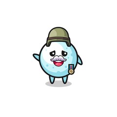 cute snow ball as veteran cartoon