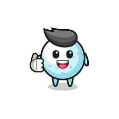 snow ball mascot doing thumbs up gesture