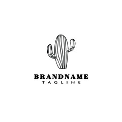 cactus logo cartoon design template icon black isolated vector