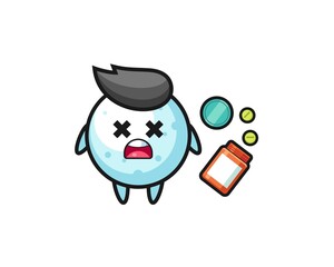 illustration of overdose snow ball character