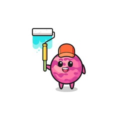 the ice cream scoop painter mascot with a paint roller