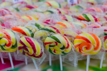 Candy round multicolored lollipops