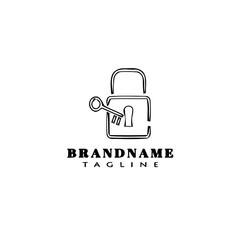 padlock with keys logo cartoon icon design template black isolated vector cute