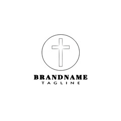christian cross cartoon logo icon design template isolated vector illustration