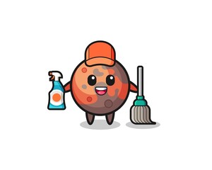 cute mars character as cleaning services mascot