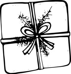 Gift box. Winter vector hand-drawn illustrations. 