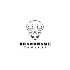 skull logo cartoon design icon template black isolated illustration