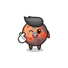 mars character doing Korean finger heart