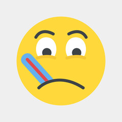Sick emoji icon vector illustration in flat style, use for website mobile app presentation