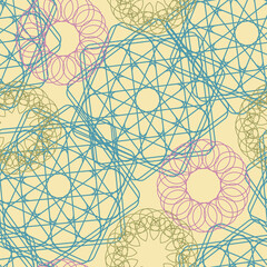 Seamless pattern. Vintage decorative elements knitting or spirograph, abstract background. Islamic, Arabic, Indian, ottoman motifs. Perfect for printing on fabric or paper.

