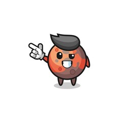 mars mascot pointing top left