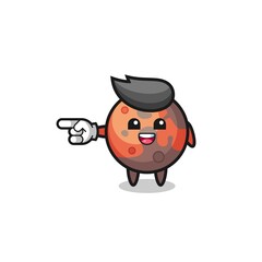 mars cartoon with pointing left gesture