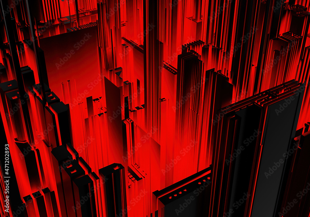 Poster electronic background concept. printed circuit board. printed circuit board with red glow. geometric