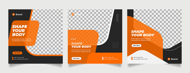 Gym social media post template collection